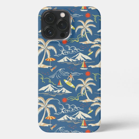 レトロサーフトロピカルパターン iPhoneケース (裏面)