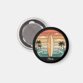 レトロサーフバイブ – サーフボード&ウェーブズ マグネット (正面/裏面)