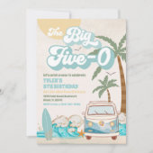 レトロサーフバン誕生日招待状 招待状 (正面)