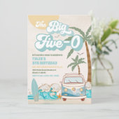 レトロサーフバン誕生日招待状 招待状 (スタンド正面)