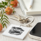 レトロサーフバン&パームツリーズデザインキーチェーン キーホルダー (正面右)