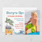 レトロサーフバースデーパーティ招待状写真 招待状 (正面/裏面)