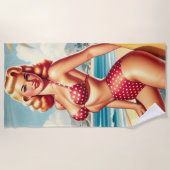 レトロサーフピン ビーチタオル (正面)