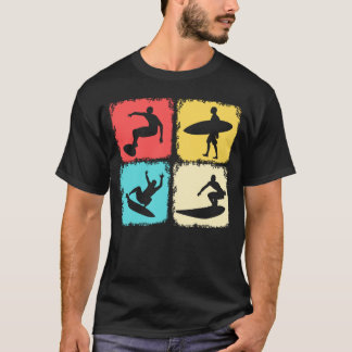レトロサーフボードサーフィンウェーブライディングサーファー Tシャツ