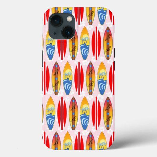 レトロサーフボードピンクハイビスカス Case-Mate iPhoneケース (裏面)