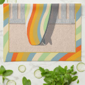 レトロサーフボードペリカンウェーストライプブ芸術 キッチンタオル (折り畳み)