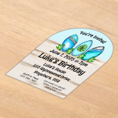 レトロサーフボード アクリル招待状 (レイダウン)