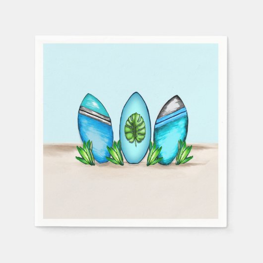 レトロサーフボード スタンダードカクテルナプキン (正面)