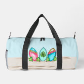 レトロサーフボード、ピンク、 ダッフルバッグ (裏面)