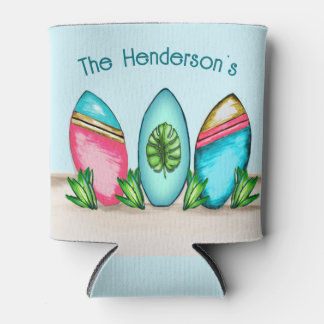 レトロサーフボード、ピンク、 缶クーラー