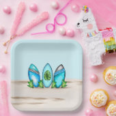 レトロサーフボード ペーパープレート (パーティー)