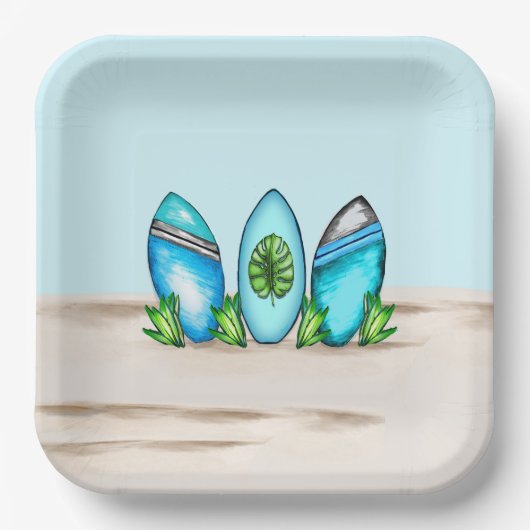 レトロサーフボード ペーパープレート (正面)