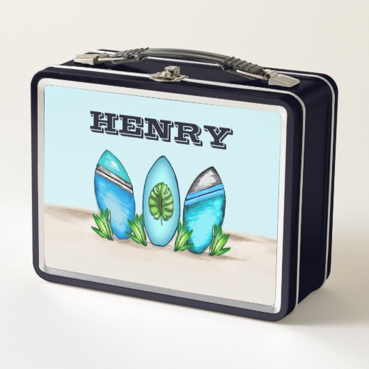 レトロサーフボード メタルランチボックス (正面)