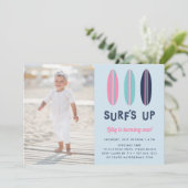 レトロサーフボード |誕生日パーティーの招待 招待状 (スタンド正面)