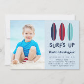 レトロサーフボード |誕生日パーティーの招待 招待状 (正面)