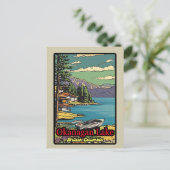 レトロザオカナガンレイクランドスケープヴィンテージ漫画70 ポストカード (スタンド正面)