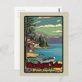 レトロザオカナガンレイクランドスケープヴィンテージ漫画70 ポストカード (正面/裏面)