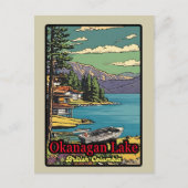 レトロザオカナガンレイクランドスケープヴィンテージ漫画70 ポストカード (正面)
