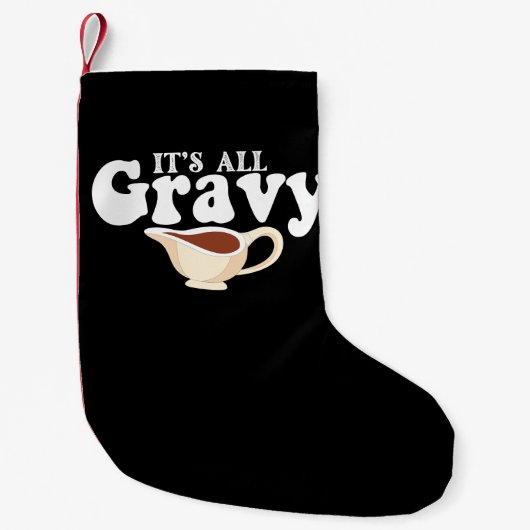 レトロザオールグレイビーベビーヴィンテージ秋感謝祭 スモールクリスマスストッキング (正面)