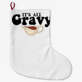 レトロザオールグレイビーベビーヴィンテージ秋感謝祭 ラージクリスマスストッキング (正面)