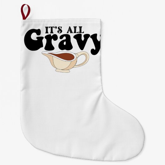 レトロザオールグレイビーベビーヴィンテージ秋感謝祭 ラージクリスマスストッキング (正面)