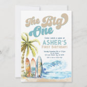 レトロザビッグワンサーファービーチ1st誕生日 招待状 (正面)
