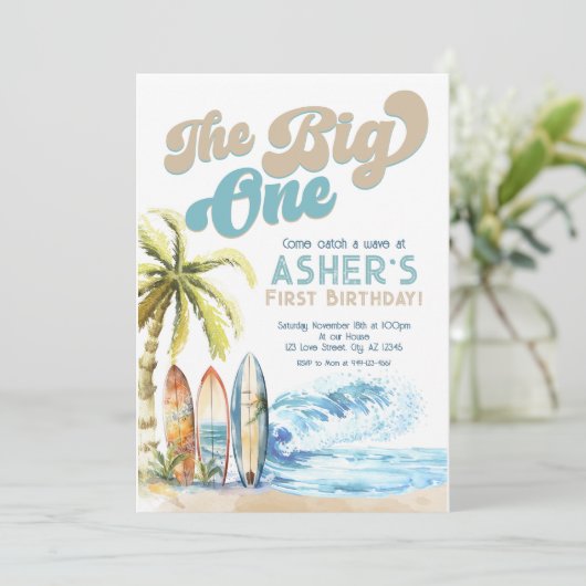 レトロザビッグワンサーファービーチ1st誕生日 招待状 (スタンド正面)