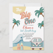 レトロザビッグワンサーフビーチ1st誕生日 招待状 (正面)