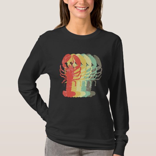 レトロザリガニケージャン魚介類食べ Tシャツ (正面)