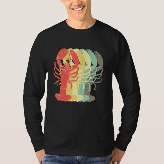 レトロザリガニケージャン魚介類食べ Tシャツ (正面)