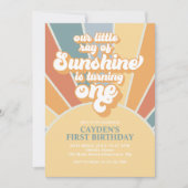 レトロザリトルサンシャインボーイファースト誕生日 招待状 (正面)