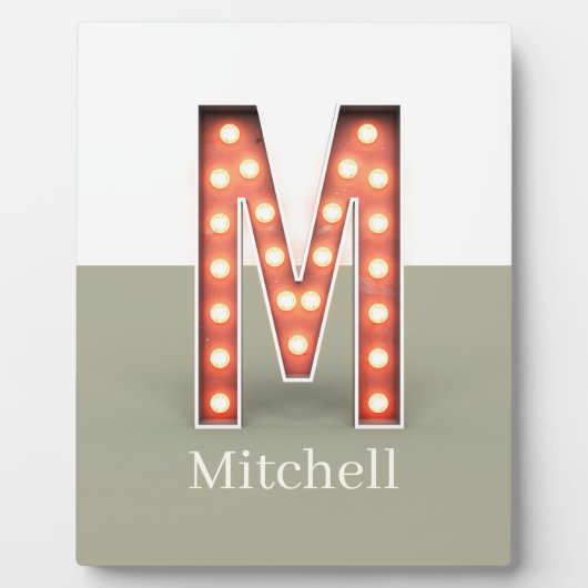 レトロシアターマーキーレターM パーソナライズされた フォトプラーク (正面)