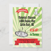 レトロシェフピザ誕生日パーティーポスタースタイル 招待状 (裏面)