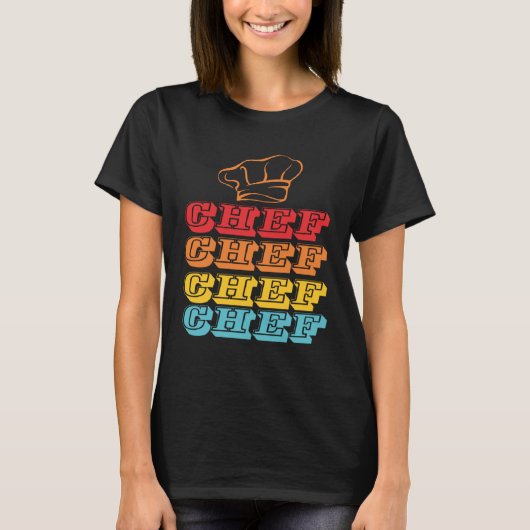 レトロシェフ料理調理師調理食品 Tシャツ (正面)