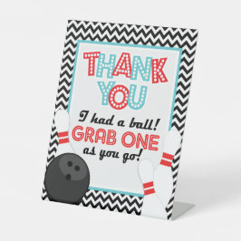 レトロシェブロンボーリングパーティー好意サイン 台座サイン