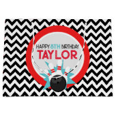 レトロシェブロンボーリング誕生日抱き枕 ラージペーパーバッグ (正面)