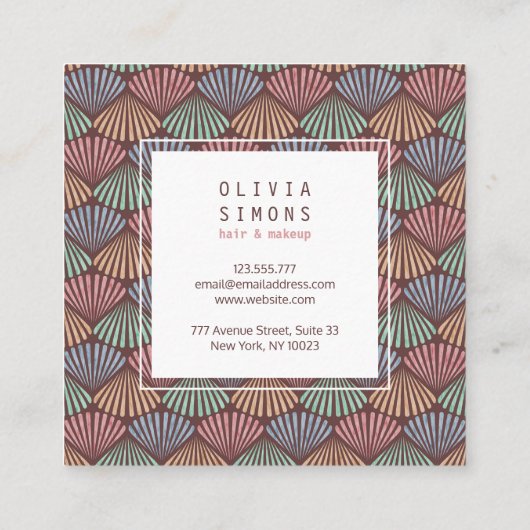 レトロシェルパターンの名刺。 スクエア名刺 (裏面)