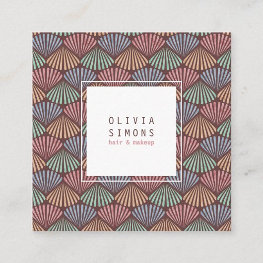 レトロシェルパターンの名刺。 スクエア名刺 (正面)