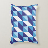 レトロシェードの青い幾何三角形抽象芸術 アクセントクッション (正面(垂直))