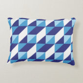 レトロシェードの青い幾何三角形抽象芸術 アクセントクッション (裏面)