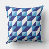 レトロシェードの青い幾何三角形抽象芸術 クッション (裏面)