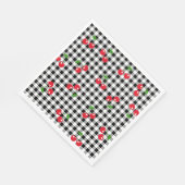 レトロシックかわいい赤さくらんぼブラック&ホワイトギンガム スタンダードランチョンナプキン (角)