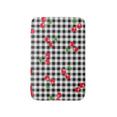 レトロシックかわいい赤さくらんぼブラック&ホワイトギンガム バスマット (正面縦)