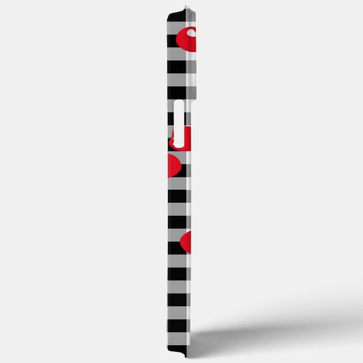 レトロシックかわいい赤さくらんぼブラック&ホワイトギンガム Case-Mate iPhoneケース (裏面 / 右)