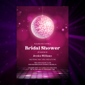 レトロシックなグラムピンクディスコボールブライダルシャワー 招待状