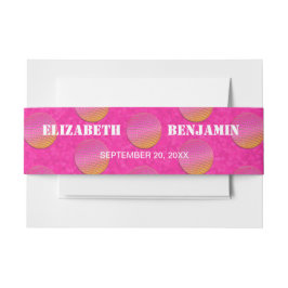 レトロシックなディスコボールホットピンクとオレンジ結婚ズ 招待状ベリーバンド