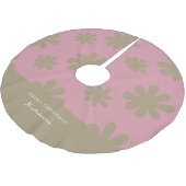 レトロシックなピンクと金ゴールドフローラメリークリスマス ブラッシュドポリエステルツリースカート (アングル)