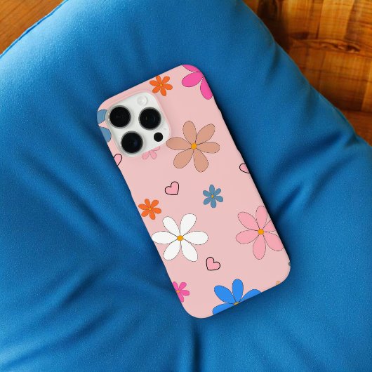 レトロシックなピンクのフローラルパターンお洒落春 Case-Mate iPhoneケース