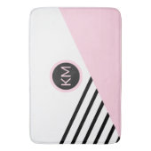 レトロシックなモノグラムカラーブロックとストライプ バスマット (正面縦)