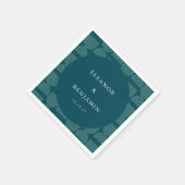 レトロシックエレガントアーチティール(緑がかった色)ブルーカスタムウェディング スタンダードカクテルナプキン (角)